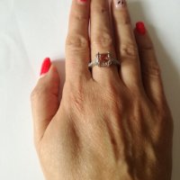 Сребърен пръстен с циркони и тупаз. Сребро проба 925. , снимка 1 - Пръстени - 38663534