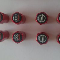 Шестограмни метални червени капачки за вентили винтили с емблеми на кола автомобил мотор джип, снимка 12 - Аксесоари и консумативи - 29435168