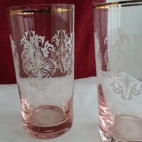 Ретро  чаши розово стъкло и златен кант , снимка 13 - Антикварни и старинни предмети - 19837565