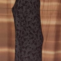  L Сива рокля на Черни цветя с дълъг ръкав, снимка 3 - Рокли - 35364622