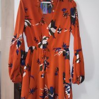 Дамска рокля риза с буфан ръкав М размер + подарък обички, снимка 1 - Рокли - 42597045