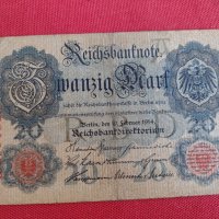 Райх банкнота  20 марки 1914г. Германия перфектна за колекция 28306, снимка 1 - Нумизматика и бонистика - 37152758