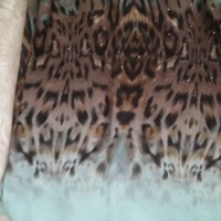 СТРАХОТНА риза шифон  - леопардов принт на светлосин фон със сребристи камъчета, снимка 4 - Ризи - 42806650