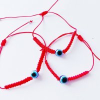Три гривни против уроки с червен конец и синьо око 8 мм, снимка 5 - Ръчно изработени сувенири - 31034301