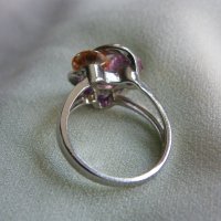 Сребърен пръстен с три цвята турмалини, снимка 4 - Пръстени - 39335407