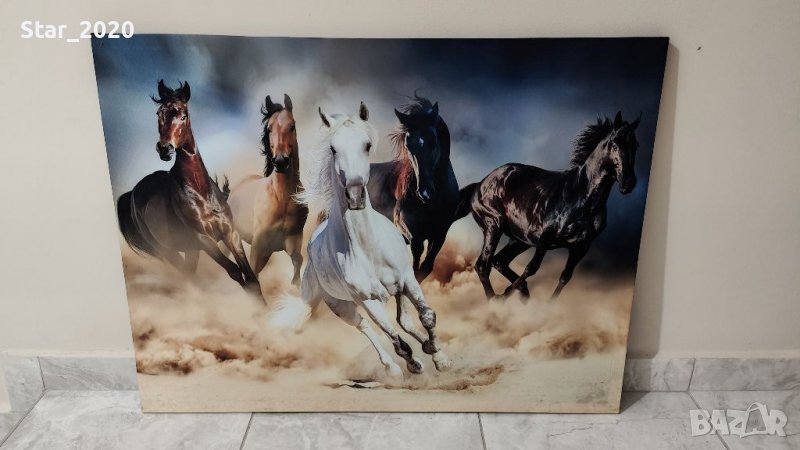 Светеща картина с LED осветление - коне , снимка 1
