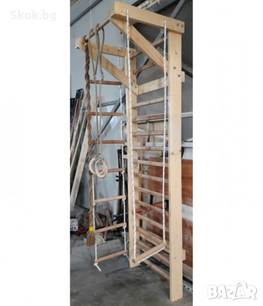 Мултифункционална шведска стена за гимнастика - 200 х 80 см - Лакирана - 12 Стъпала, снимка 1