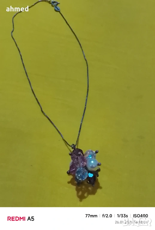 Красиво сребрено колие сес естествен кристали, снимка 1