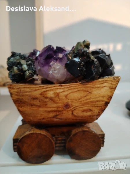 Вагон, ръчна изработка със аметист и клеофан , снимка 1