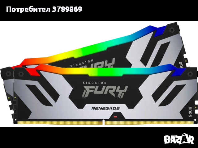 64GB (2x32GB) DDR5 6000 MT/s Kingston Fury Renegade RGB Silver, снимка 1