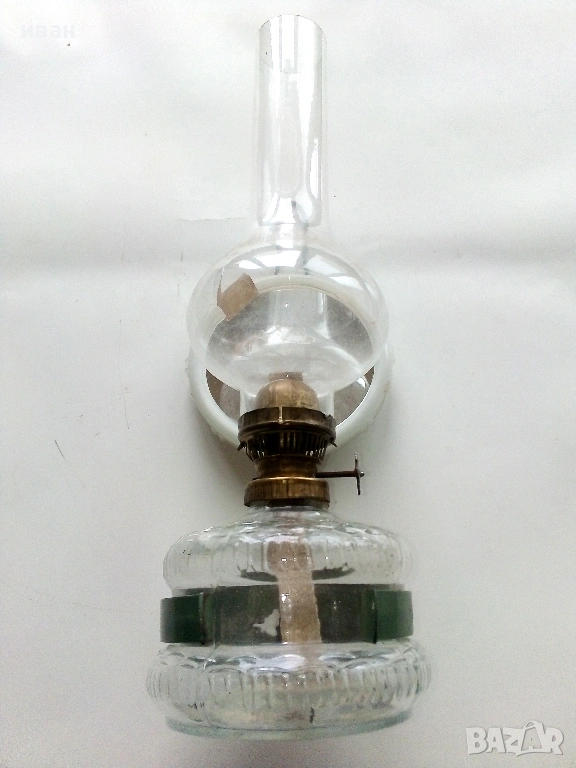 Стара газена лампа № 8 комплект със стъклото /шишето/, снимка 1