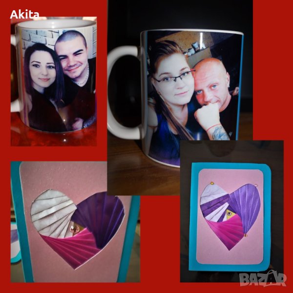 Фото чаша с handmade картичка за св.Валентин, снимка 1