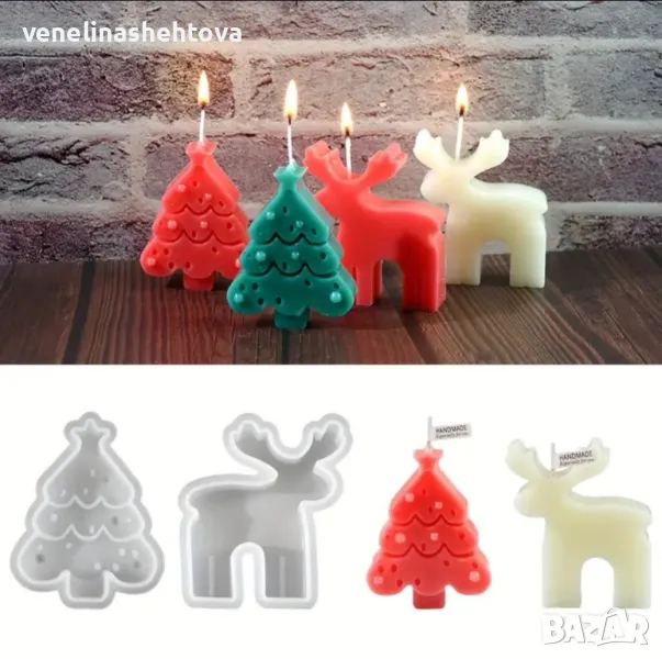 Елха елен Дълбок силиконов молд форма за свещи гипс сапун, снимка 1