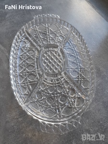 Кристален овален поднос, снимка 1