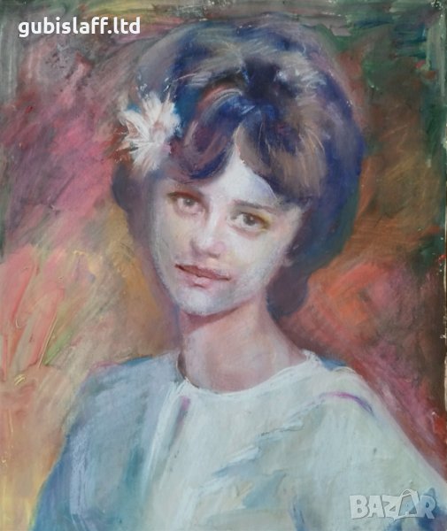 Картина, дамски портрет, 1980-те год., снимка 1
