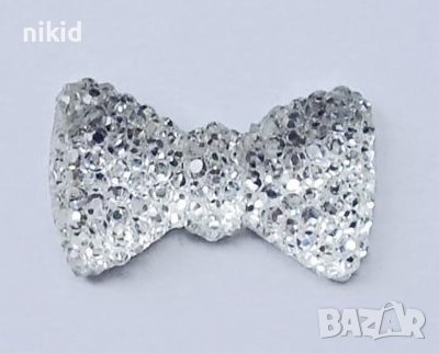 2 см сребриста златиста пластмасова панделка панделки папионка с камъчета за украса декорация, снимка 1