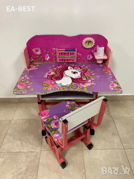🎨 Детски комплект бюро + стол – регулируем, с образователни аксесоари и забавен дизайн! 🎨, снимка 1