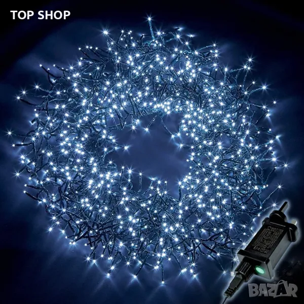 Светлина верига 50метра с 500 диода- бяло- синя светлина , снимка 1