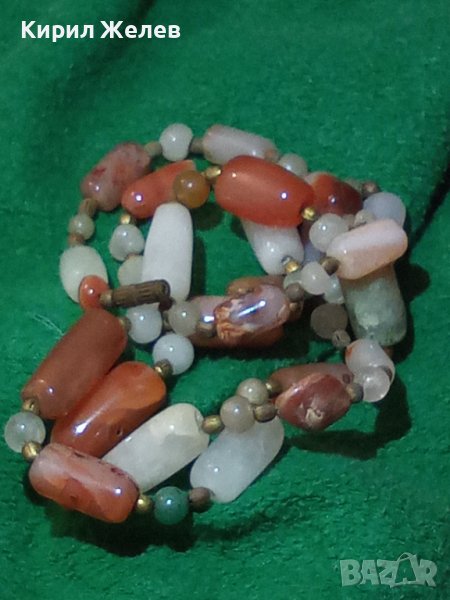 СТАРО СКЪПОЦЕННО КОЛИЕ ОГЪРЛИЦА - МЛЕЧЕН КВАРЦ КАРНЕОЛ НЕФРИТ АХАТ РЪЧНА ИЗРАБОТКА 27946, снимка 1