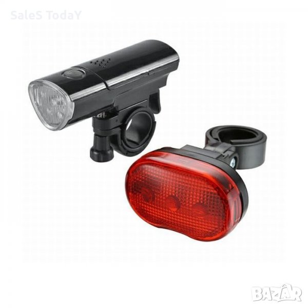Фар и Стоп за велосипед , Водоустойчив, Черен, 2 бр., снимка 1