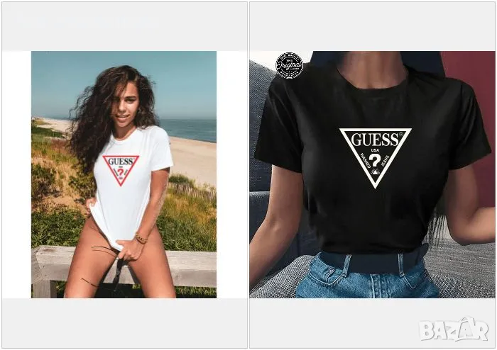 Guess Дамска Тениска👚Дамска Блуза С Къс Ръкав Гес - Бяла Или Черна Код LFS232, снимка 1