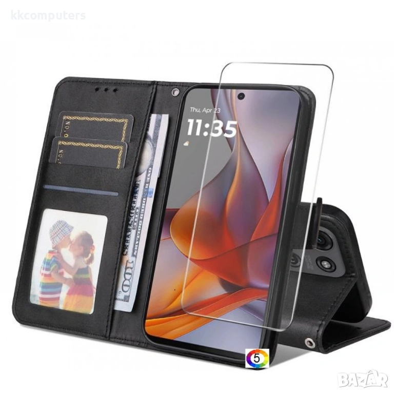 Motorola Moto G75 5G Magnetic / Card Wallet Калъф и Протектор, снимка 1