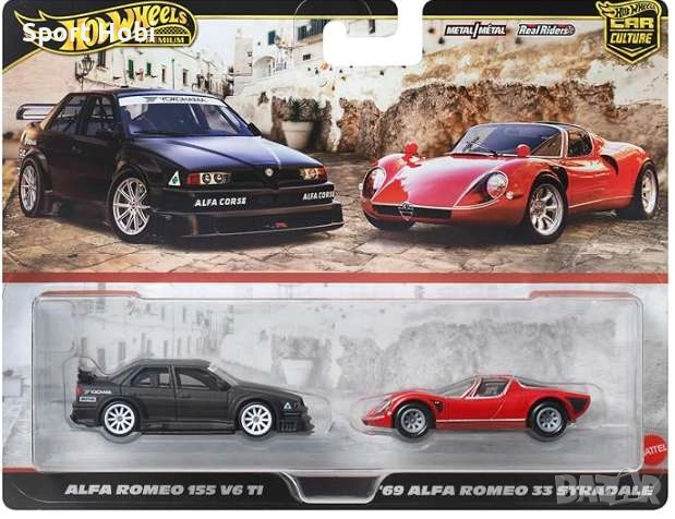 Hot Wheels Premium ALFA ROMEO 155 V6 TI / 69 ALFA ROMEO 33 STRADALE , снимка 1