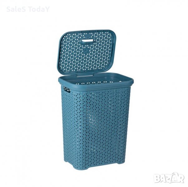 Кош за баня, от ратан, за дрехи, Син , снимка 1