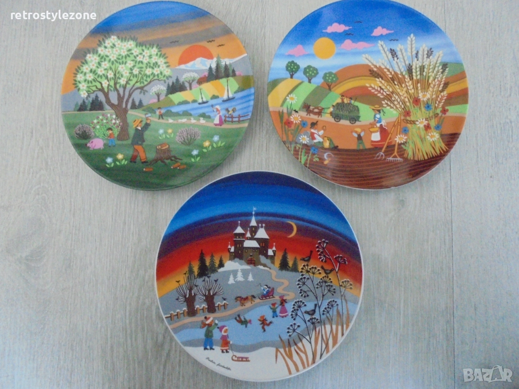 № 8390 Три порцеланови декоративни чинии / пана – Reutter Porzellan  , снимка 1