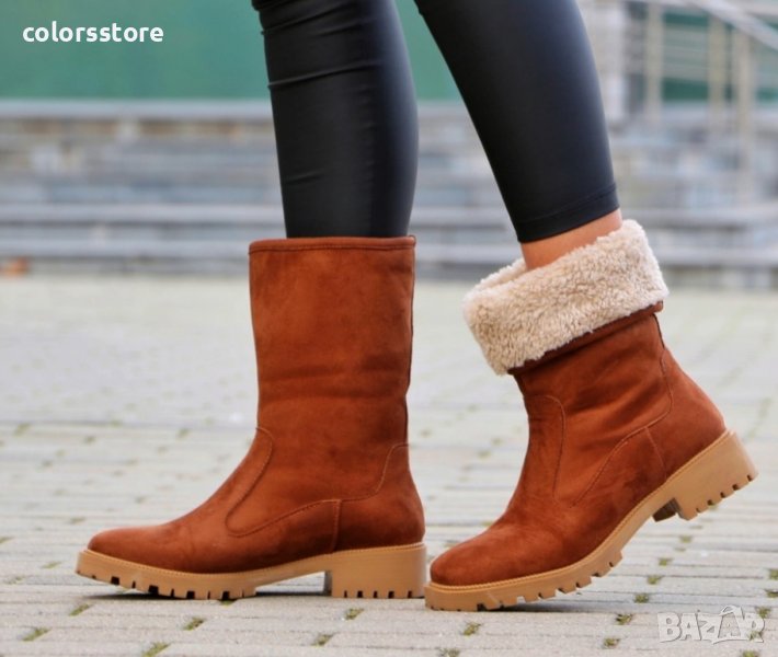 Равни боти - кафяв велур - DD20, снимка 1