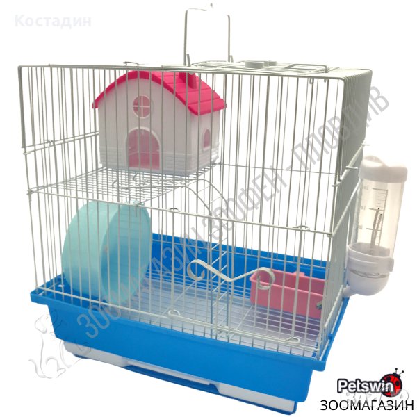 Клетка за Хамстер - 29.5см/22см/30см - с Аксесоари - Синя Разцветка, снимка 1