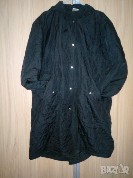 Черно олекотено яке пролет-есен с качулка и джобове, снимка 1