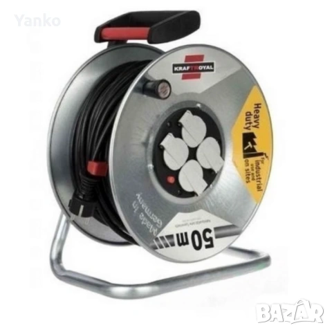 Удължител с макара KraftRoyal 50 м – здрав, мощен и надежден