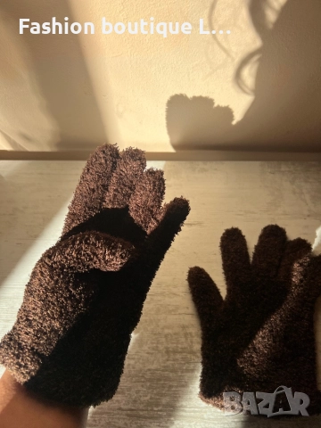 Дамски кафеви пухени ръкавици 🤎, снимка 2 - Ръкавици - 52422997