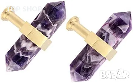 Нови 2 броя Луксозни кристални дръжки за мебели - естествен аметист, снимка 7 - Други стоки за дома - 49956841