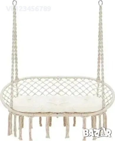 Висяща градинска люлка хамак с възглавница за двама, 130см