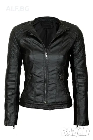 Дамско кожено яке черно 4202, снимка 1