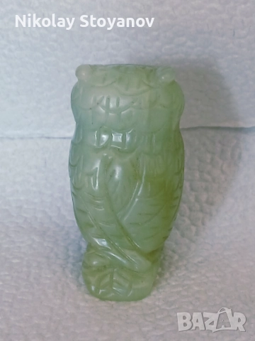 Фигурка на сова от нефрит, снимка 2 - Колекции - 51589708