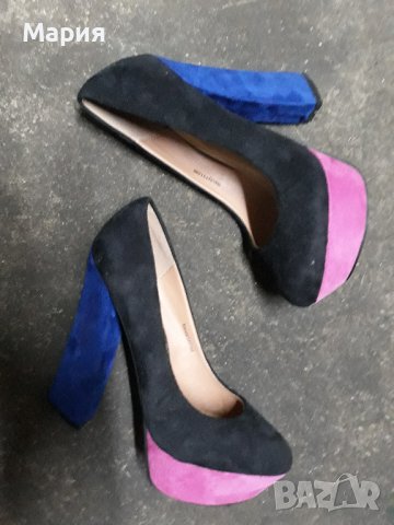 Дамски велурени обувки на ток, снимка 1 - Дамски обувки на ток - 37033952
