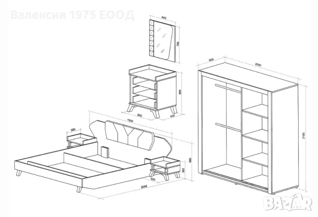 Спален комплект Кармен, снимка 3 - Спални и легла - 49174536