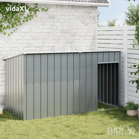 vidaXL Кучешка къща с покрив, антрацит, 196x91x110 см, стомана, снимка 3 - За кучета - 56146283