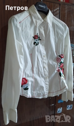 Бяла дамска риза с бродерия , снимка 5 - Ризи - 52790433