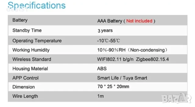 ONENUO Tuya Смарт Zigbee Сензор за изтичане на вода Детектор за течове и наводнения , снимка 9 - Друга електроника - 51016809
