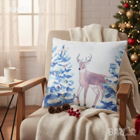 Коледни декоративни калъфки за възглавници – 7 уникални празнични дизайна, 45×45 см - 6бр в комплект, снимка 7 - Други стоки за дома - 52121831