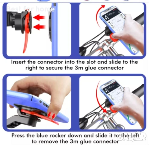 Quad Lock Стойка за телефон за Мотор и Велосипед – Удароустойчива, с Двойно заключване и 360° въртен, снимка 6 - Аксесоари за велосипеди - 53166378