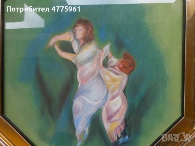 Уникален пастел 53х62с., снимка 2 - Картини - 54243396