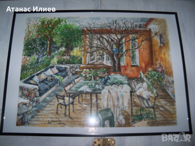 "Поглед към терасата" картина на худ. Десислава Илиева, снимка 2 - Картини - 29849070