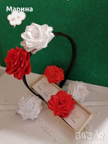 Аксесоари за коса ''Бяла и червена роза''