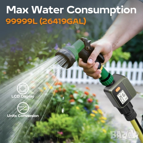 Diivoo 2бр. Интелигентен градински водомер с Wi-Fi хъб, 4 режима на измерване, снимка 7 - Напояване - 50910718