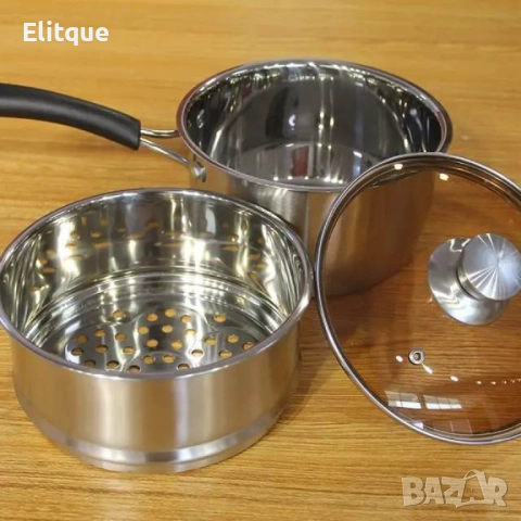 Многофункционална тенджера касерола от неръждаема стомана "Готвене на пара добавка в комплекта ", снимка 2 - Други - 52894808